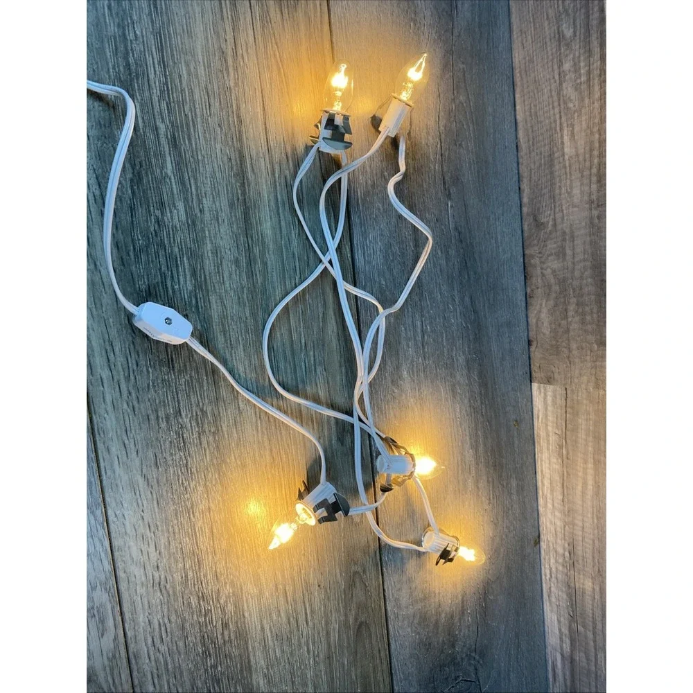 Ting Shen 6 Light String Replacement Cord White OS Excellent C7 Village Clips‎